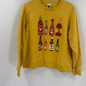 QUEEN OF SPARKLES Yellow Crewneck Sweater with Graphic Design